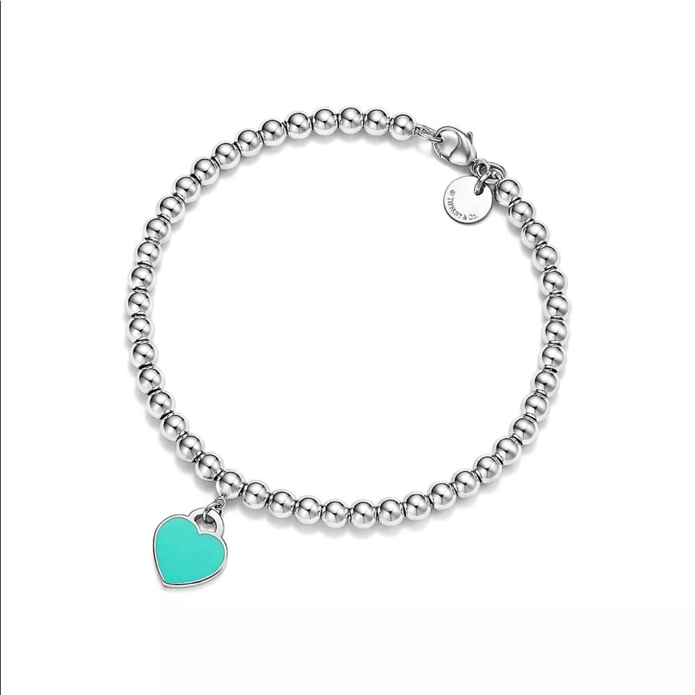 Tiffany blue heart tag bead bracelet